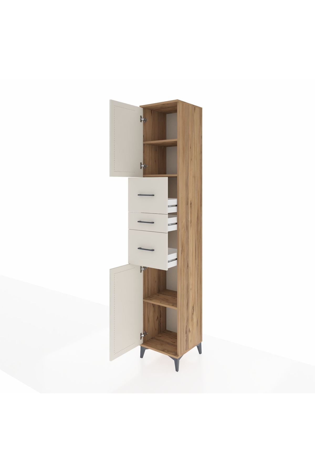 Hyperion Dolap 3 Raflı 3 Çekmeceli 2 Kapaklı 44x44x243 Çam-Aytaşı