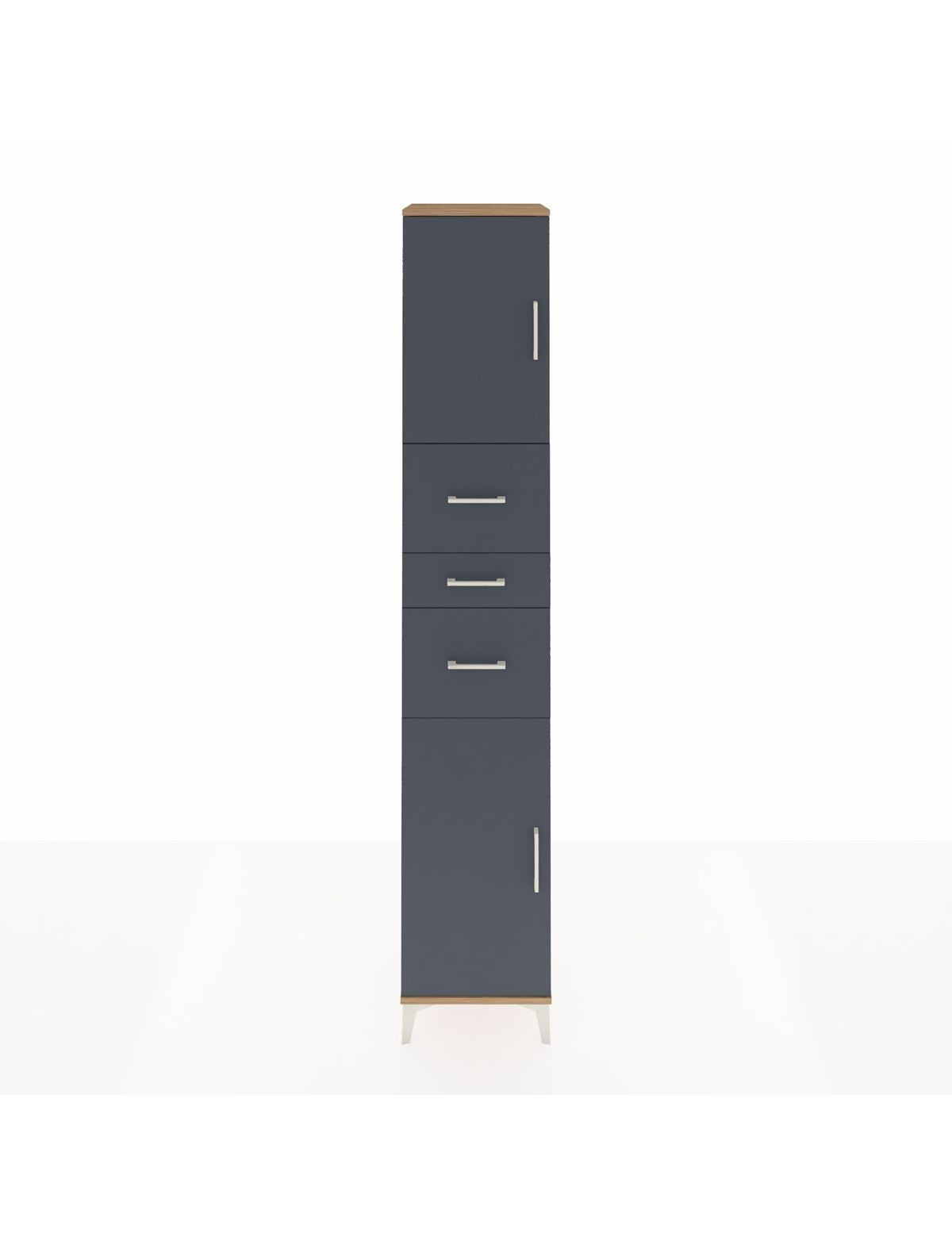 Hyperion Dolap 3 Raflı 3 Çekmeceli 2 Kapaklı 44x44x243 Çam-Antrasit