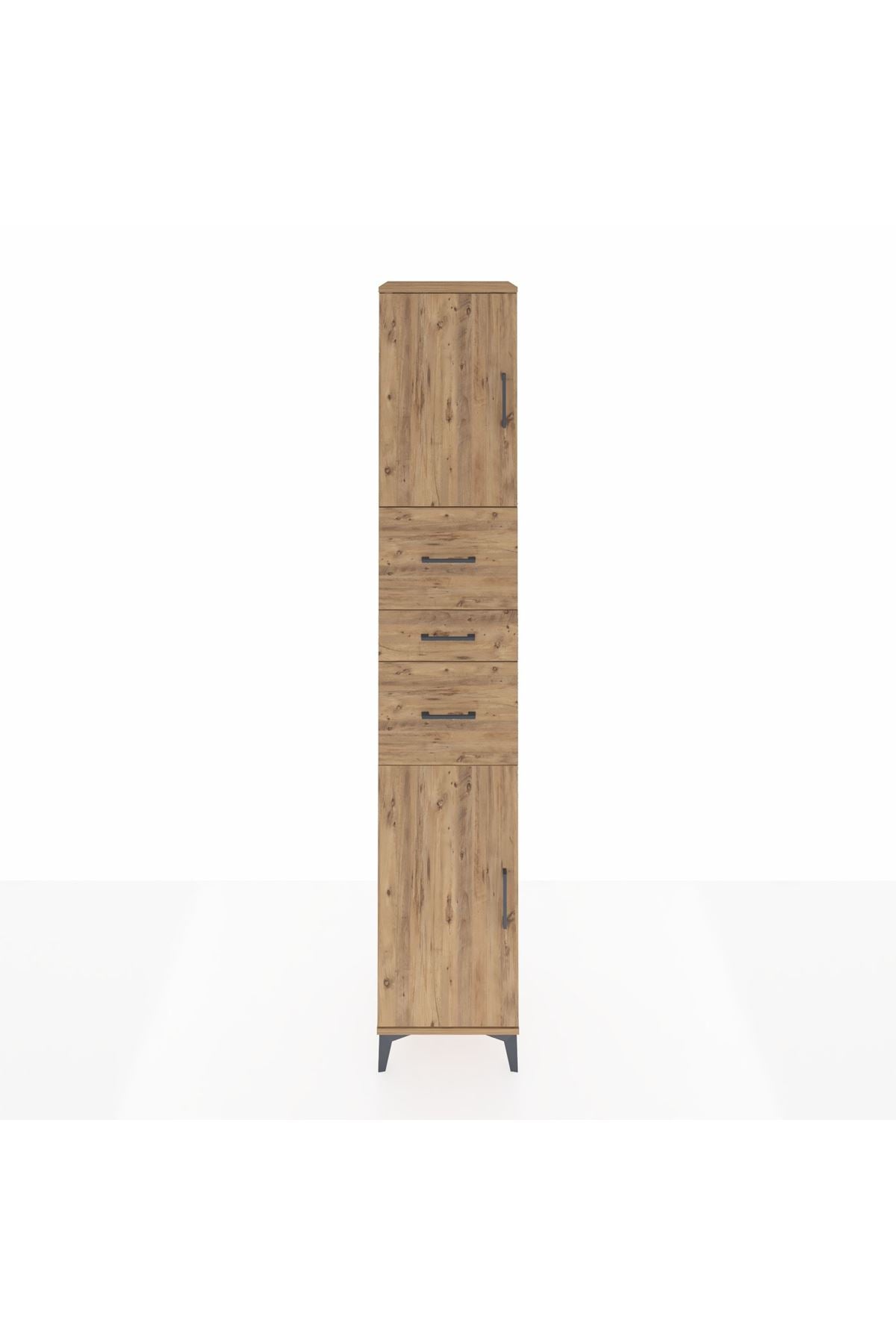 Hyperion Dolap 3 Raflı 3 Çekmeceli 2 Kapaklı 44x44x243 Çam-Çam