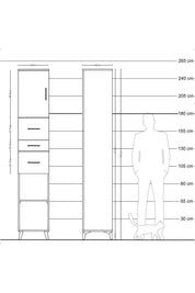 Hyperion Dolap 3 Raflı 3 Çekmeceli Tek Kapaklı 44x44x243 Aytaşı-Çam