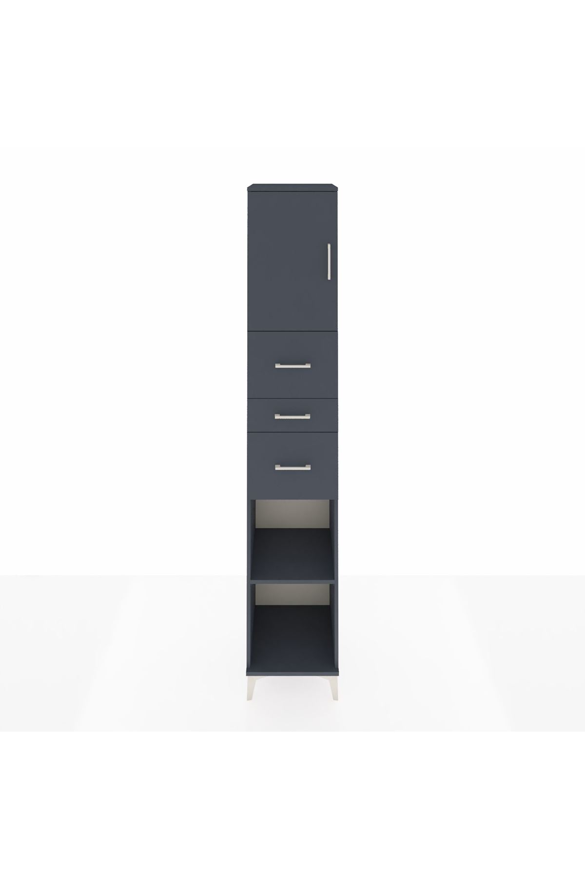 Hyperion Dolap 3 Raflı 3 Çekmeceli Tek Kapaklı 44x44x243 Antrasit-Antrasit