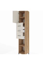 Hyperion Dolap 3 Raflı 3 Çekmeceli Tek Kapaklı 44x44x243 Çam-Aytaşı