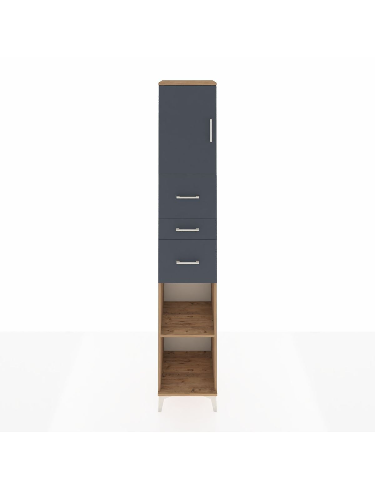 Hyperion Dolap 3 Raflı 3 Çekmeceli Tek Kapaklı 44x44x243 Çam-Antrasit