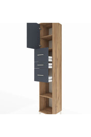 Hyperion Dolap 3 Raflı 3 Çekmeceli Tek Kapaklı 44x44x243 Çam-Antrasit