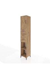 Hyperion Dolap 3 Raflı 3 Çekmeceli Tek Kapaklı 44x44x243 Çam-Çam