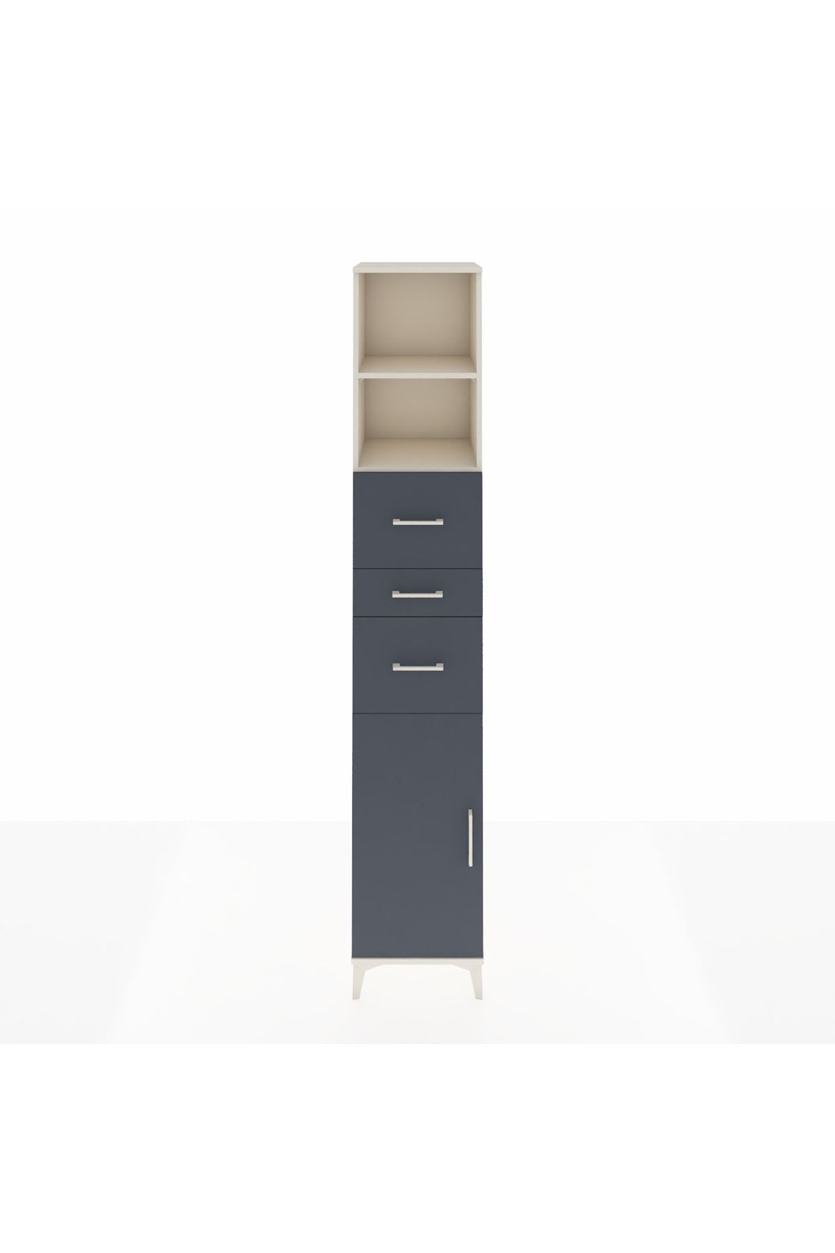 Hyperion Dolap 3 Raflı 3 Çekmeceli Tek Kapaklı 44x44x243 Aytaşı-Antrasit