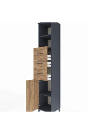 Hyperion Dolap 3 Raflı 3 Çekmeceli Tek Kapaklı 44x44x243 Antrasit-Çam