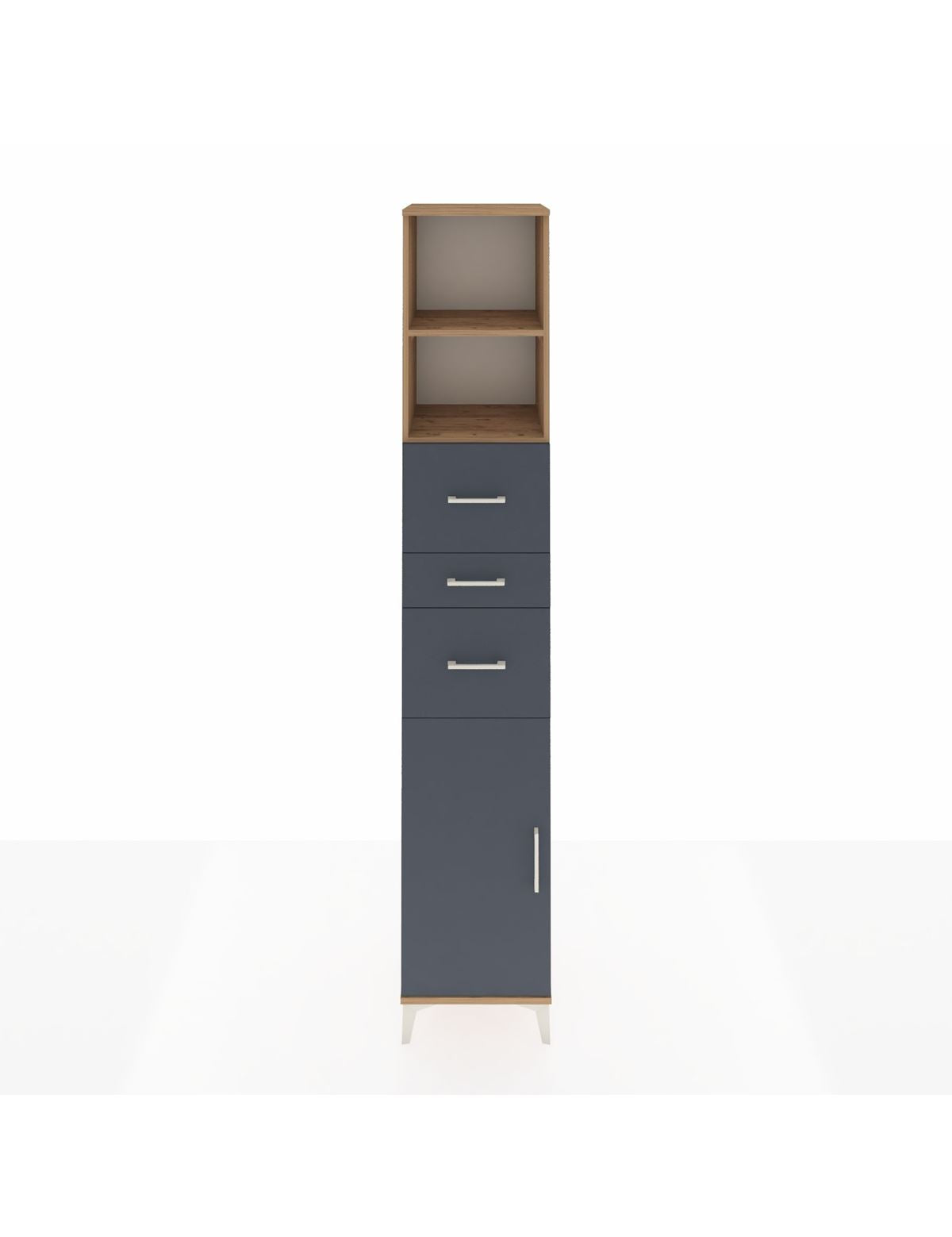 Hyperion Dolap 3 Raflı 3 Çekmeceli Tek Kapaklı 44x44x243 Çam-Antrasit