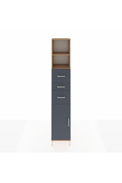 Hyperion Dolap 3 Raflı 3 Çekmeceli Tek Kapaklı 44x44x243 Çam-Antrasit