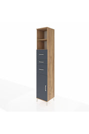 Hyperion Dolap 3 Raflı 3 Çekmeceli Tek Kapaklı 44x44x243 Çam-Antrasit