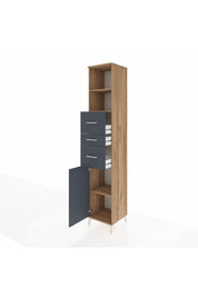 Hyperion Dolap 3 Raflı 3 Çekmeceli Tek Kapaklı 44x44x243 Çam-Antrasit