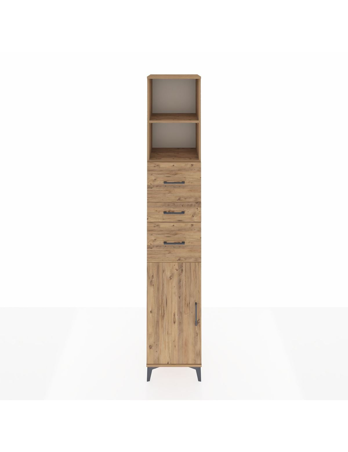 Hyperion Dolap 3 Raflı 3 Çekmeceli Tek Kapaklı 44x44x243 Çam-Çam