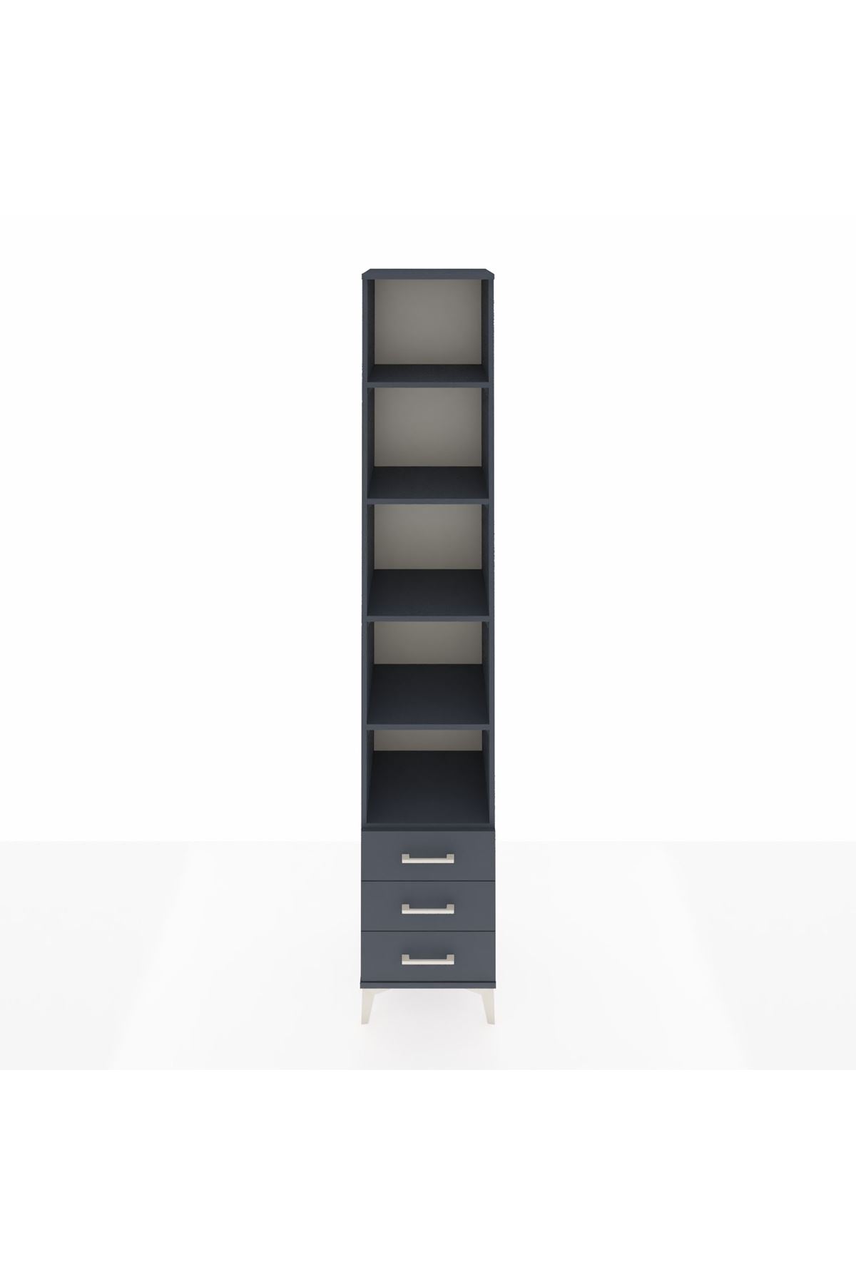 Hyperion Dolap 5 Raflı 3 Çekmeceli 44x44x243 Antrasit-Antrasit