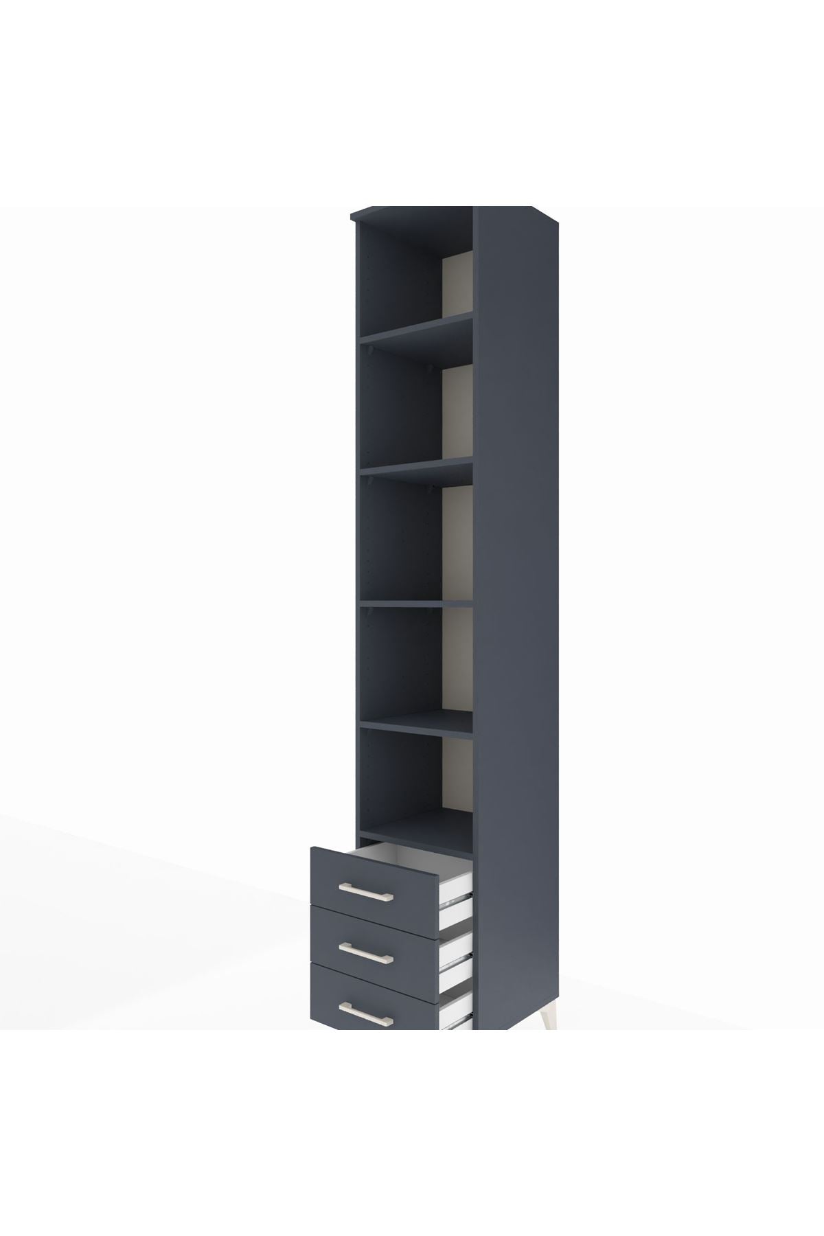 Hyperion Dolap 5 Raflı 3 Çekmeceli 44x44x243 Antrasit-Antrasit