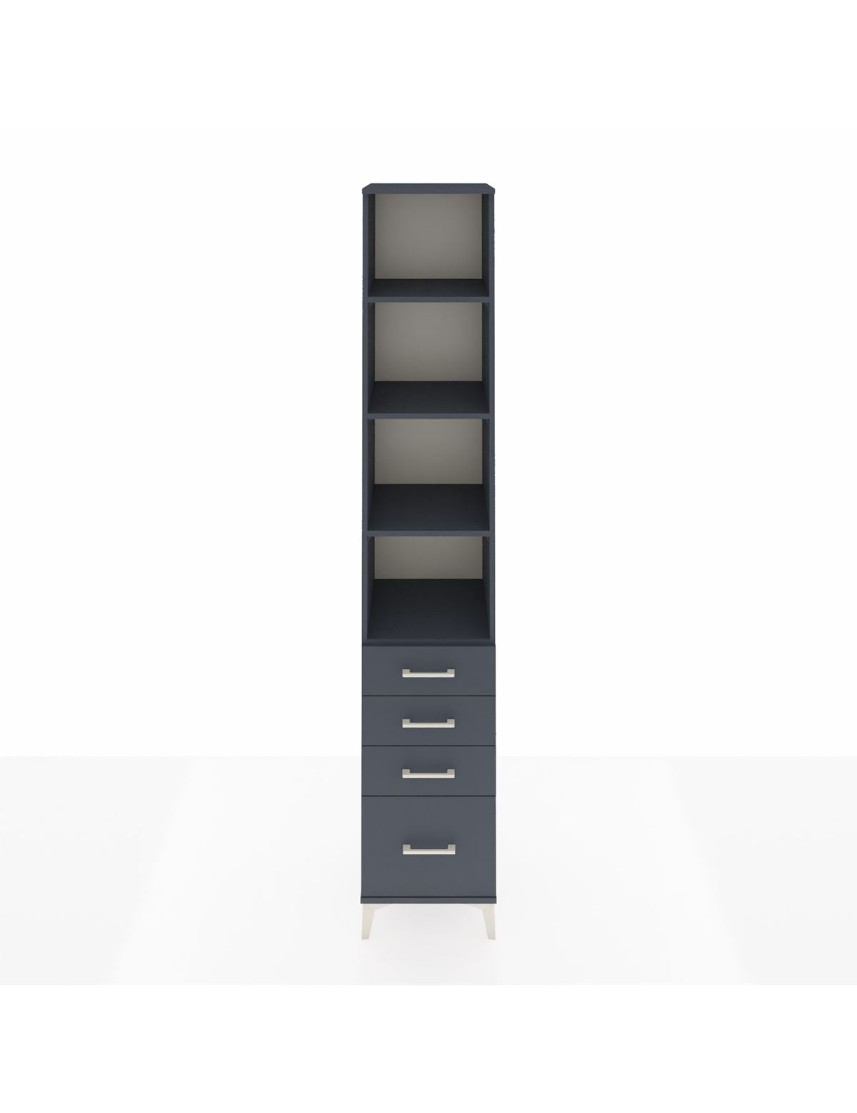 Hyperion Dolap 4 Raflı 4 Çekmeceli 44x44x243 Antrasit-Antrasit