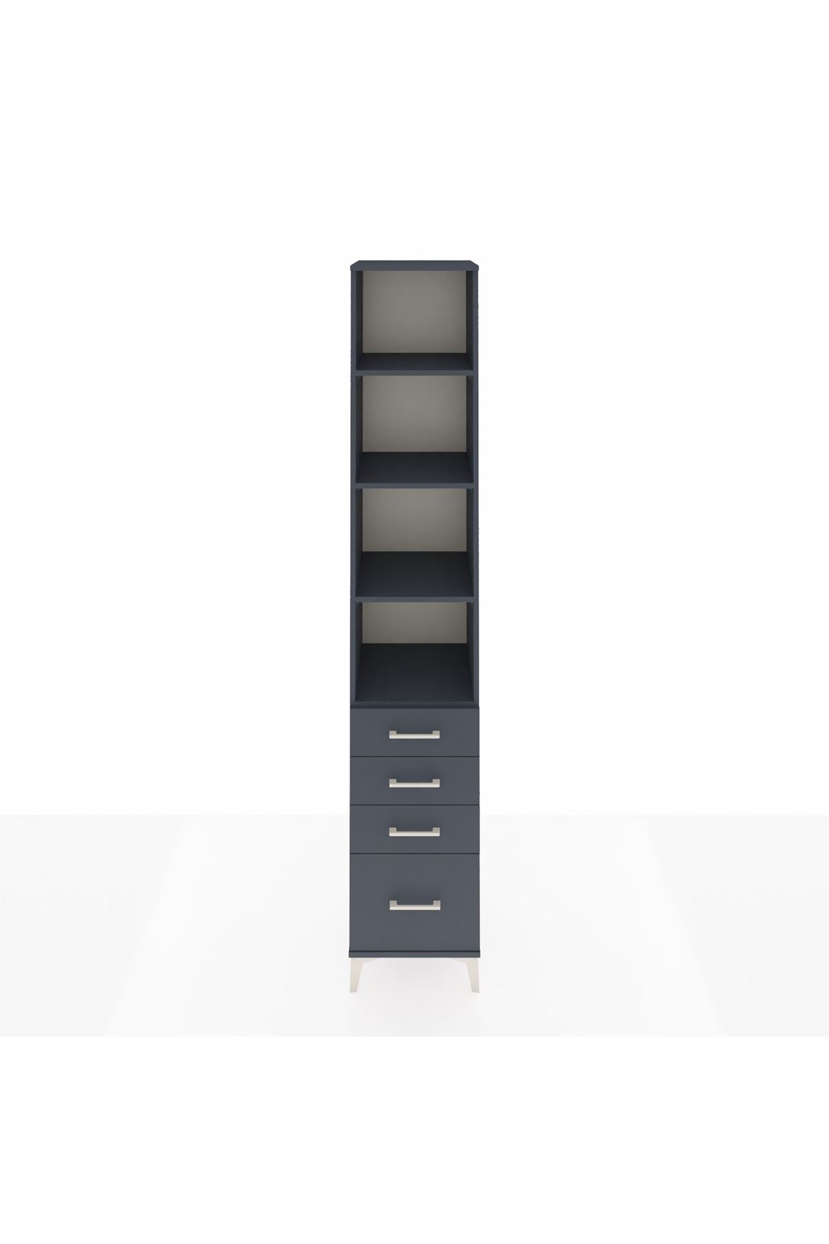 Hyperion Dolap 4 Raflı 4 Çekmeceli 44x44x243 Antrasit-Antrasit