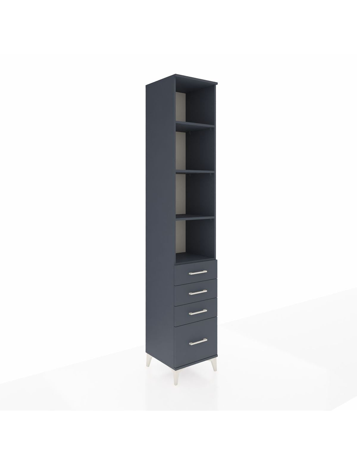 Hyperion Dolap 4 Raflı 4 Çekmeceli 44x44x243 Antrasit-Antrasit