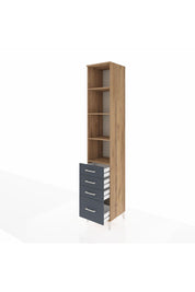 Hyperion Dolap 4 Raflı 4 Çekmeceli 44x44x243 Çam-Antrasit