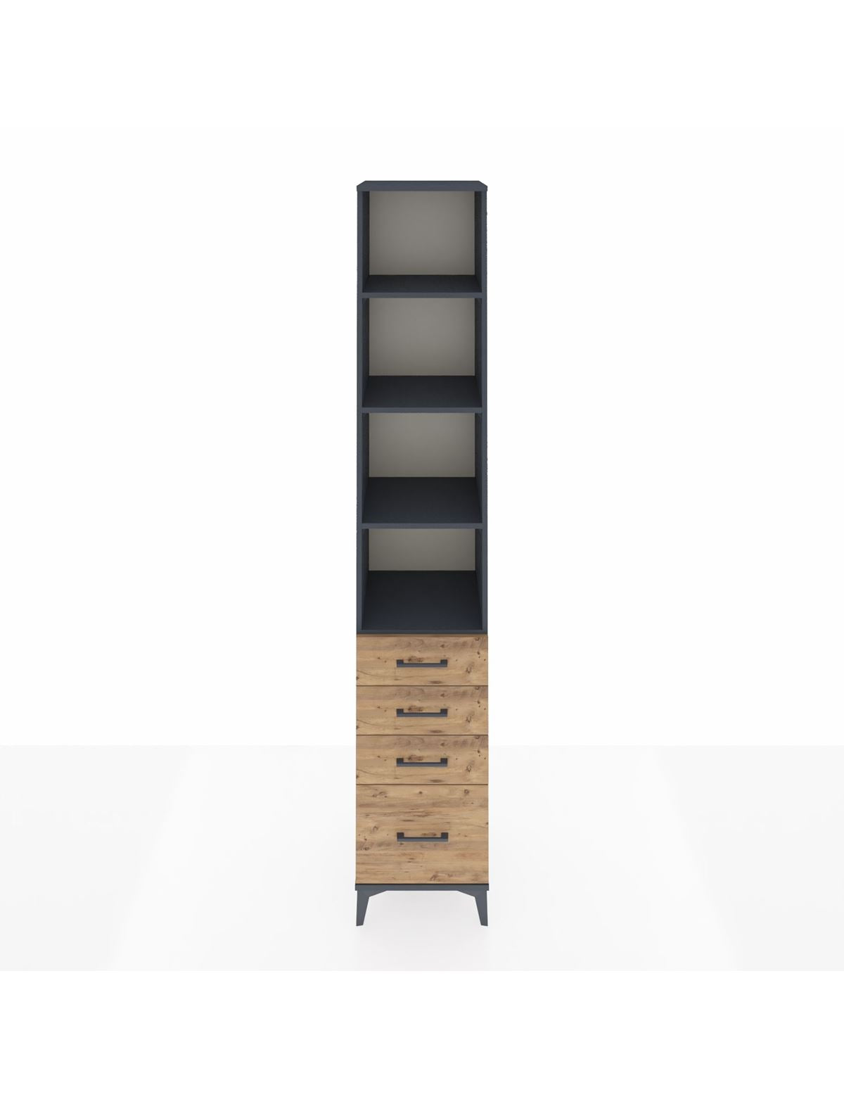 Hyperion Dolap 4 Raflı 4 Çekmeceli 44x44x243 Antrasit-Çam