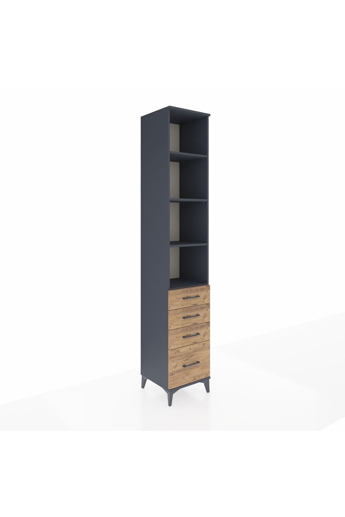 Hyperion Dolap 4 Raflı 4 Çekmeceli 44x44x243 Antrasit-Çam