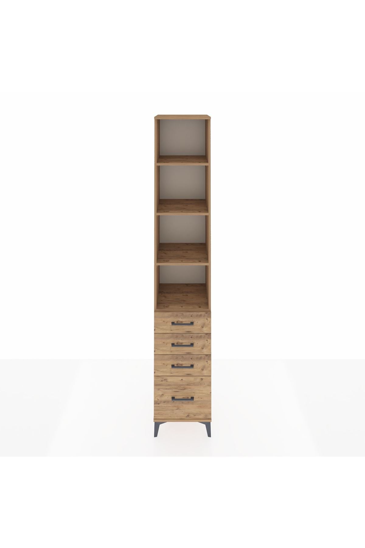 Hyperion Dolap 4 Raflı 4 Çekmeceli 44x44x243 Çam-Çam