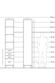 Hyperion Dolap 4 Raflı 4 Çekmeceli 44x44x243 Çam-Çam