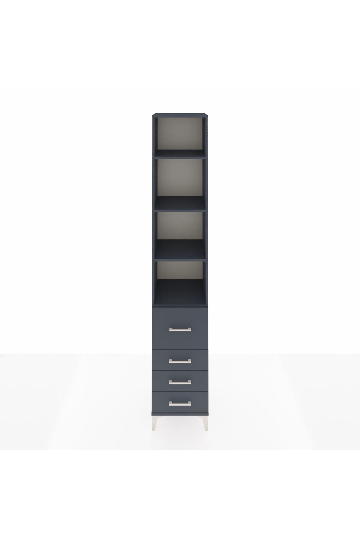 Hyperion Dolap 4 Raflı 4 Çekmeceli 44x44x243 Antrasit-Antrasit