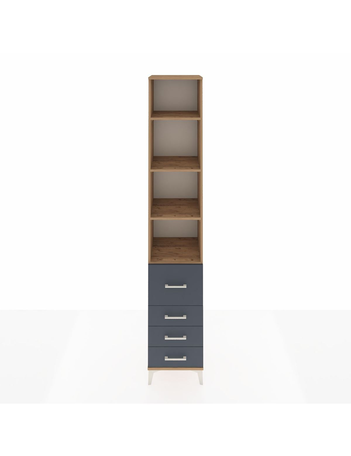 Hyperion Dolap 4 Raflı 4 Çekmeceli 44x44x243 Çam-Antrasit