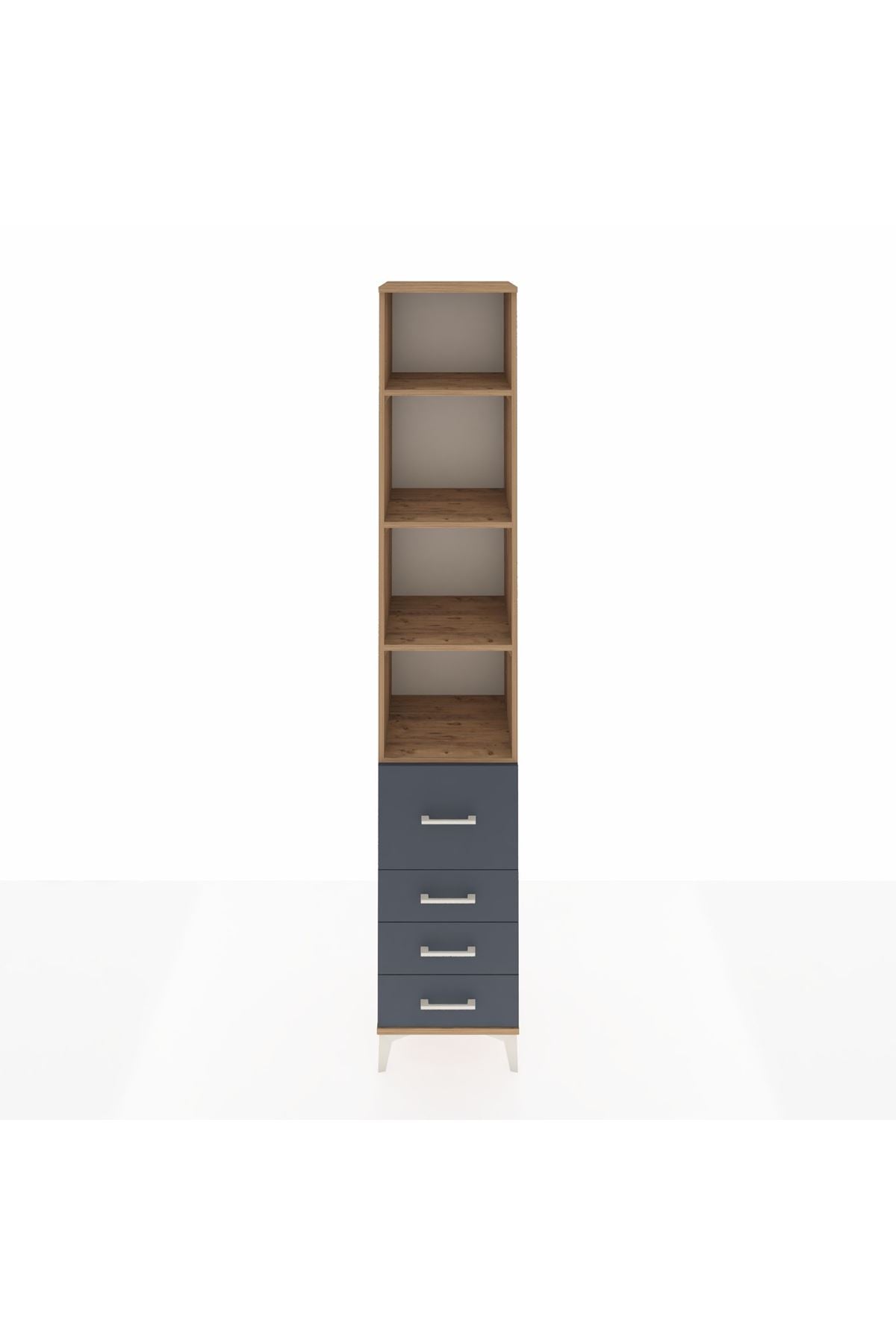 Hyperion Dolap 4 Raflı 4 Çekmeceli 44x44x243 Çam-Antrasit