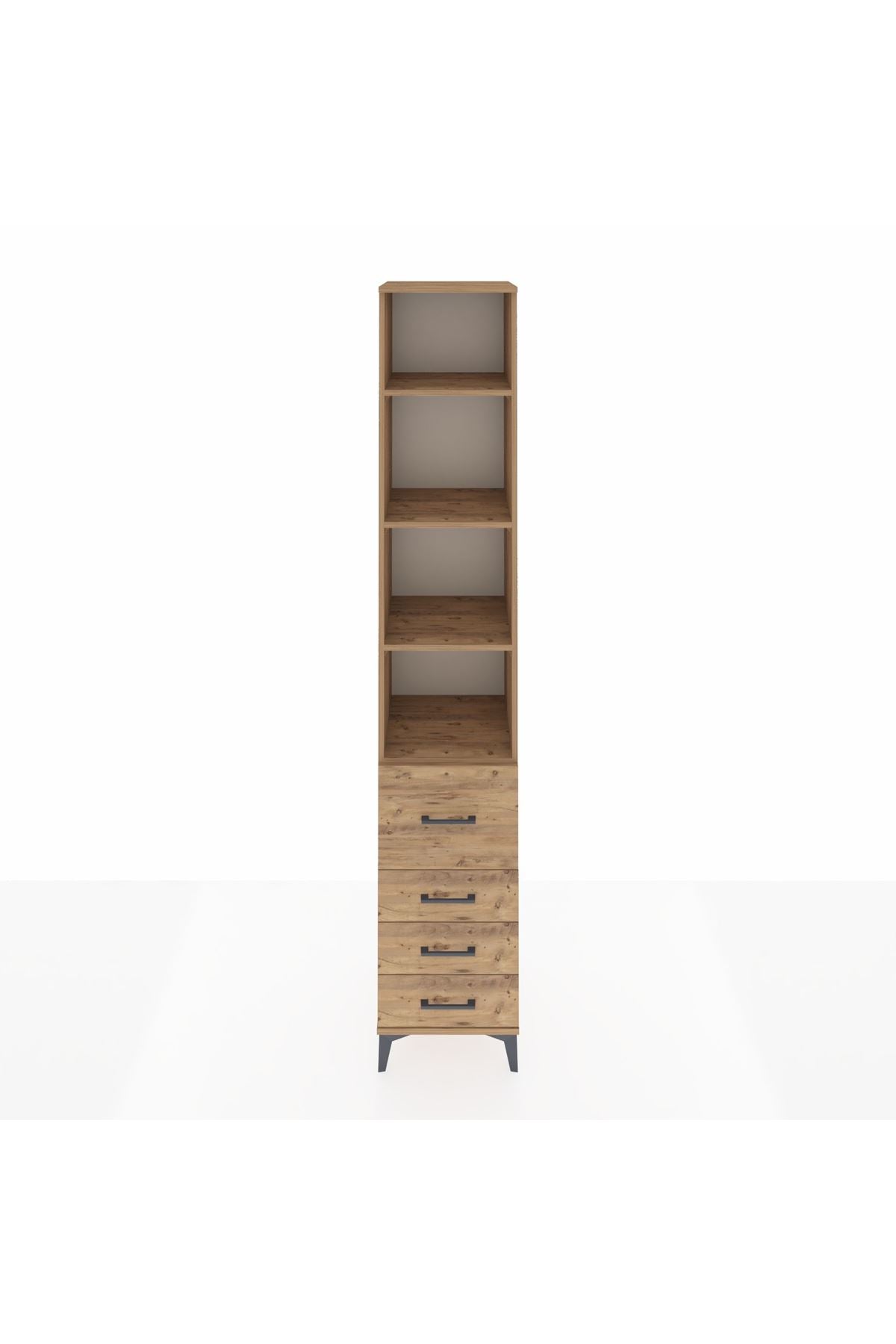 Hyperion Dolap 4 Raflı 4 Çekmeceli 44x44x243 Çam-Çam