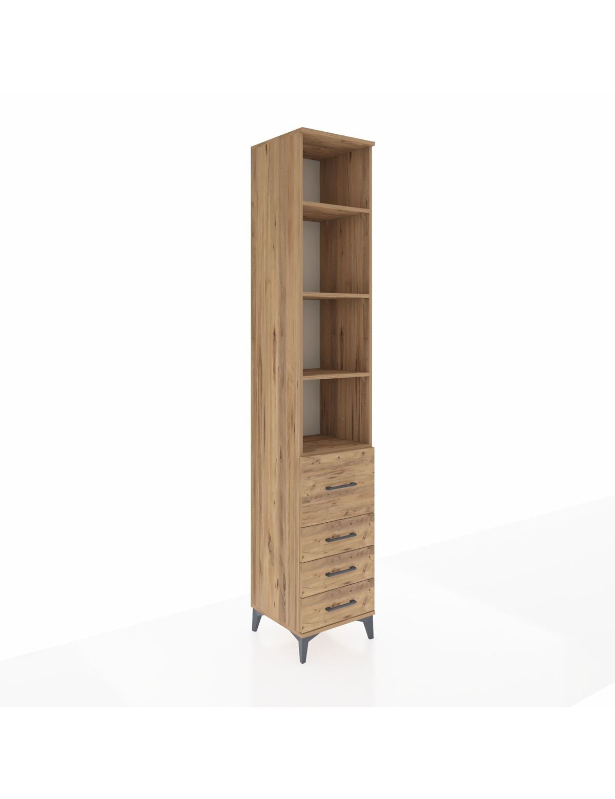 Hyperion Dolap 4 Raflı 4 Çekmeceli 44x44x243 Çam-Çam