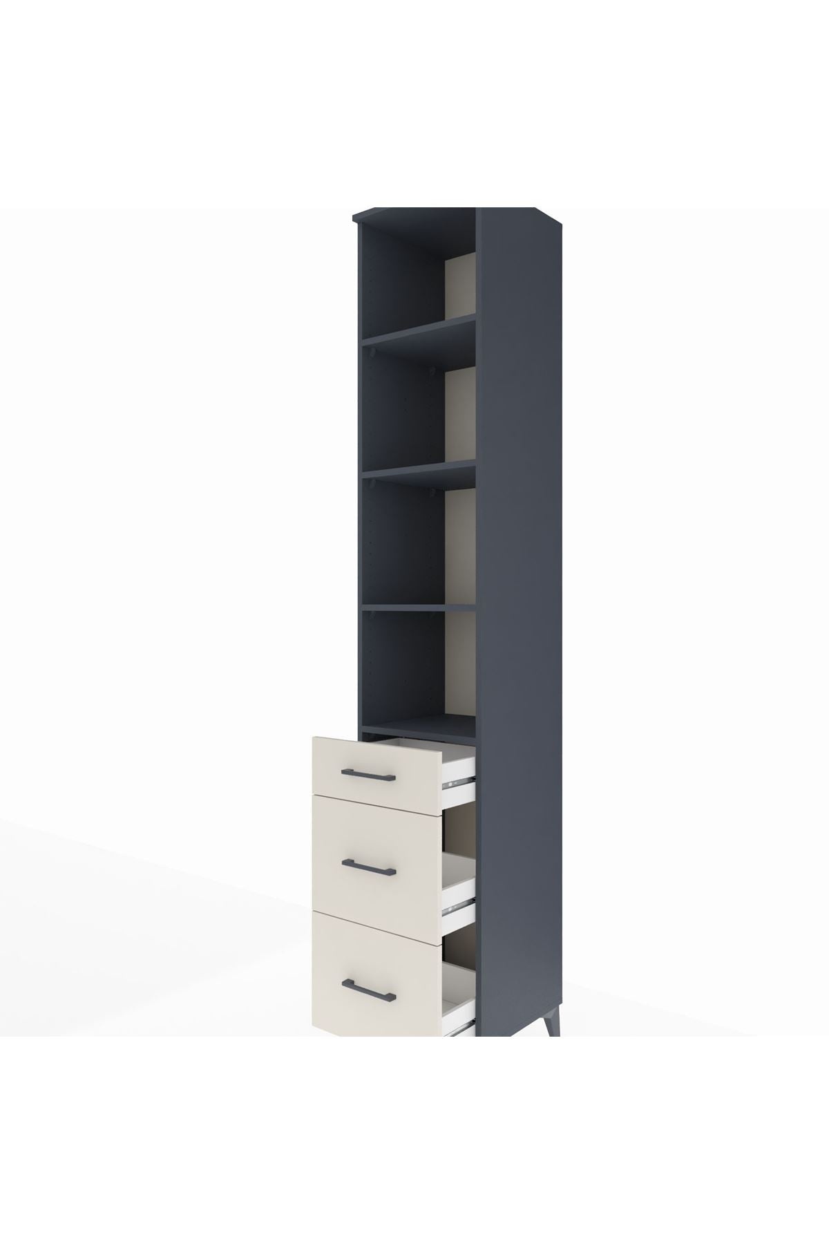 Hyperion Dolap 4 Raflı 3 Çekmeceli 44x44x243 Antrasit-Aytaşı