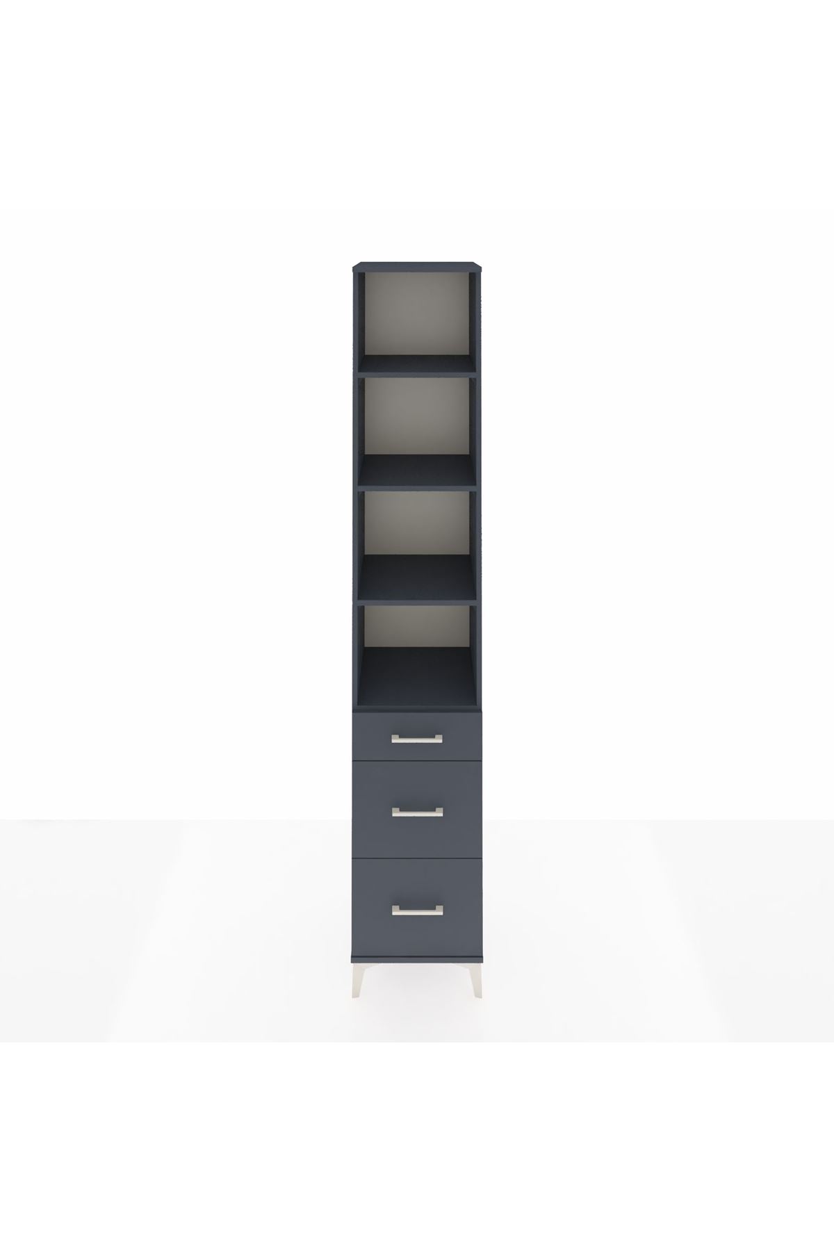 Hyperion Dolap 4 Raflı 3 Çekmeceli 44x44x243 Antrasit-Antrasit