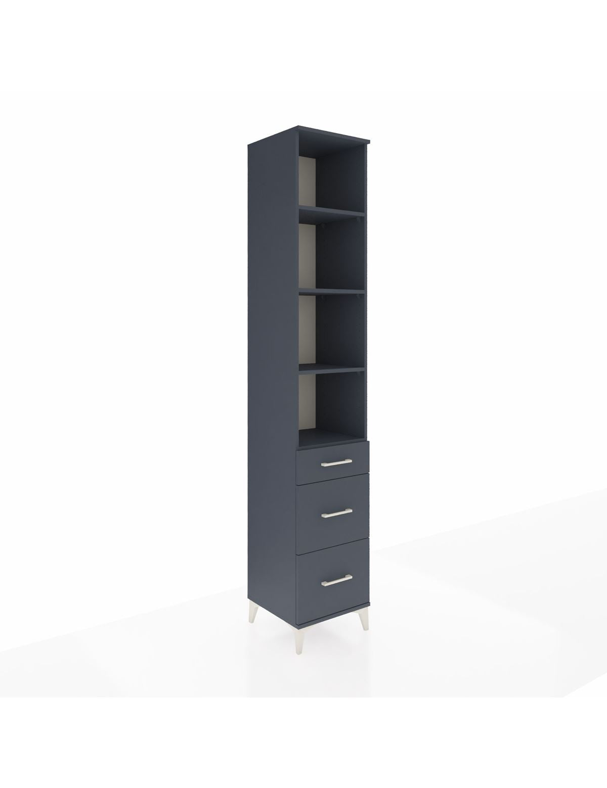 Hyperion Dolap 4 Raflı 3 Çekmeceli 44x44x243 Antrasit-Antrasit