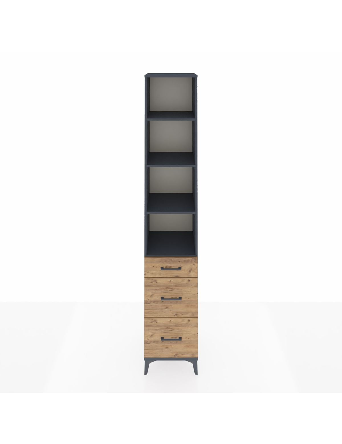 Hyperion Dolap 4 Raflı 3 Çekmeceli 44x44x243 Antrasit-Çam