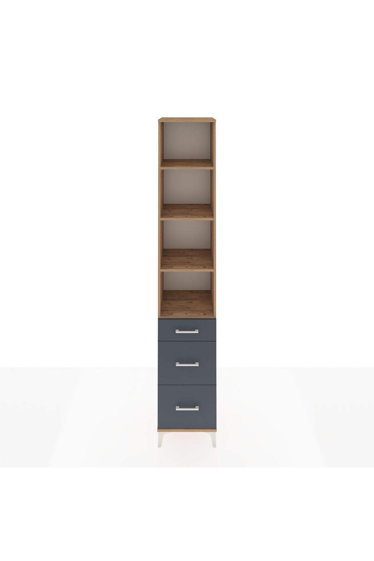 Hyperion Dolap 4 Raflı 3 Çekmeceli 44x44x243 Çam-Antrasit