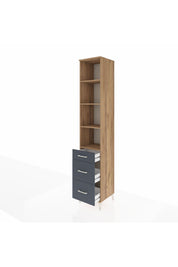 Hyperion Dolap 4 Raflı 3 Çekmeceli 44x44x243 Çam-Antrasit