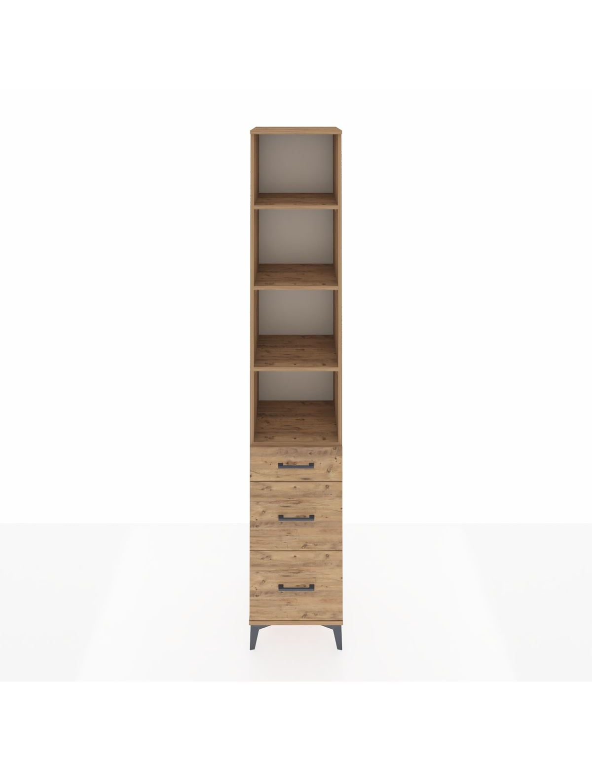 Hyperion Dolap 4 Raflı 3 Çekmeceli 44x44x243 Çam-Çam