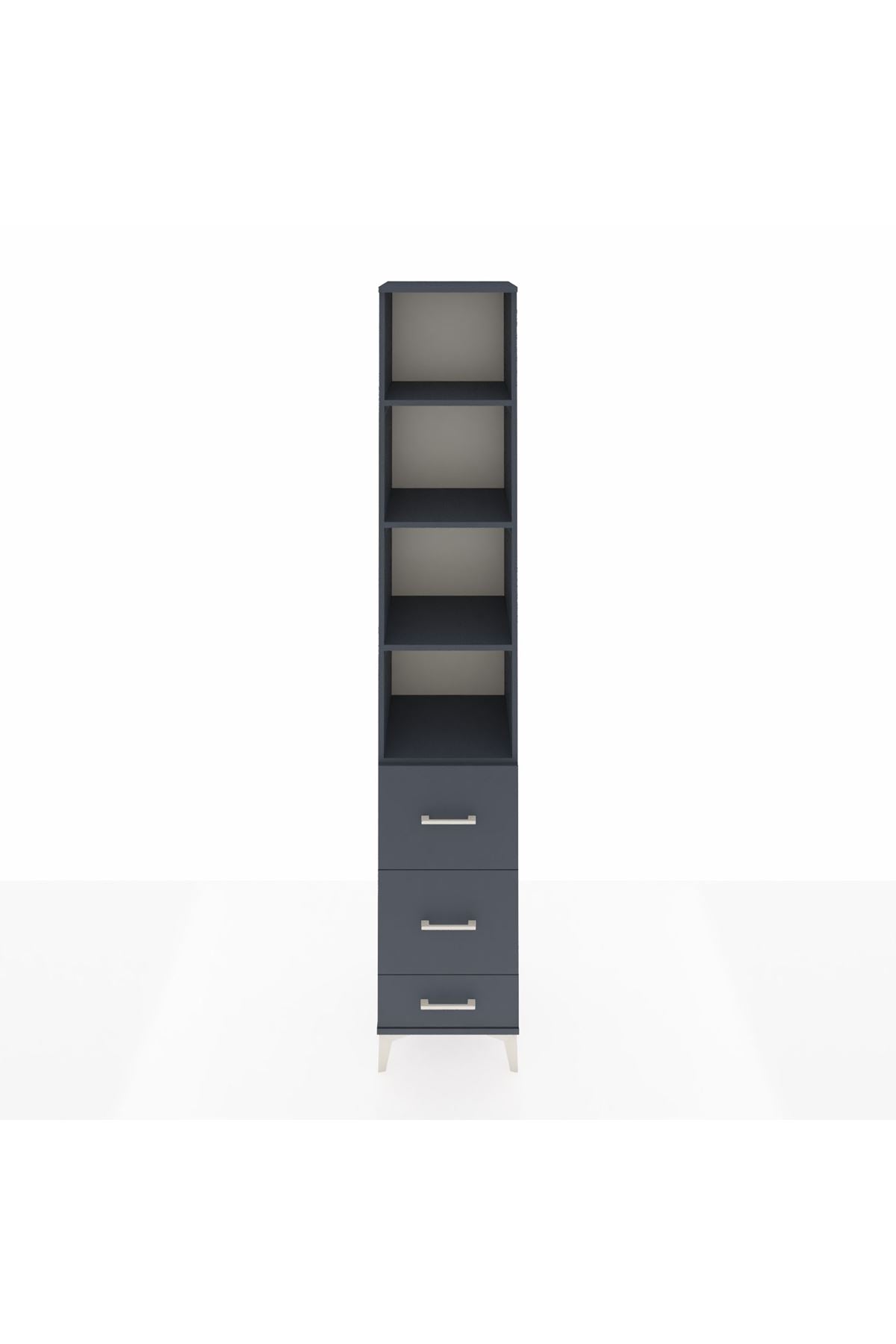 Hyperion Dolap 4 Raflı 3 Çekmeceli 44x44x243 Antrasit-Antrasit