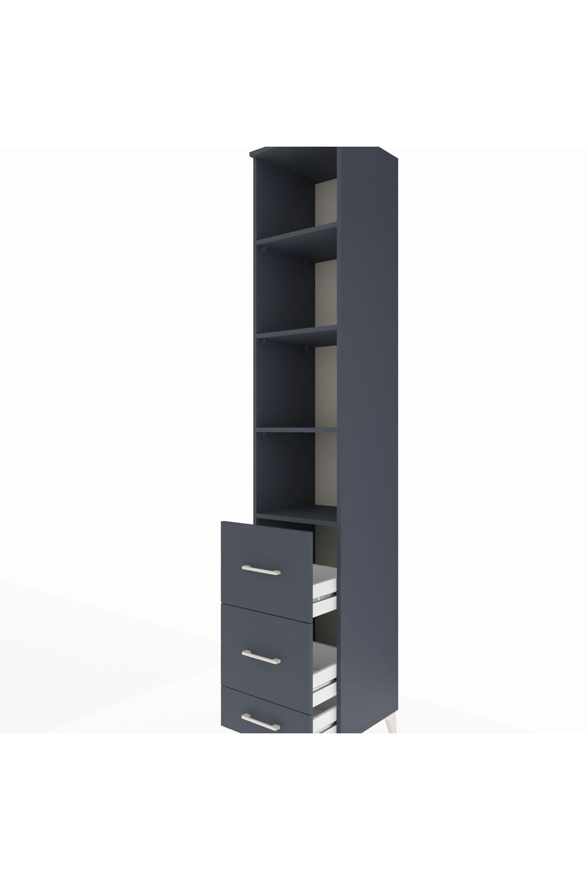 Hyperion Dolap 4 Raflı 3 Çekmeceli 44x44x243 Antrasit-Antrasit