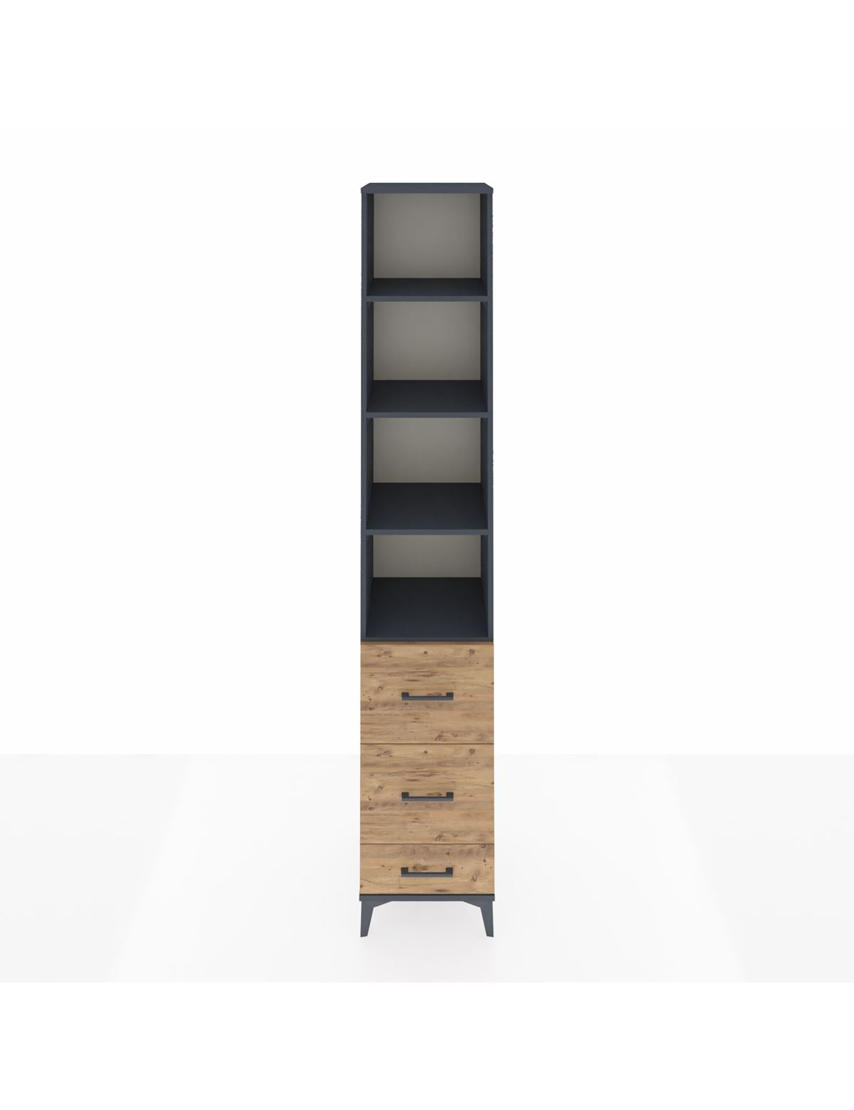 Hyperion Dolap 4 Raflı 3 Çekmeceli 44x44x243 Antrasit-Çam