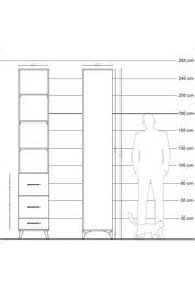 Hyperion Dolap 4 Raflı 3 Çekmeceli 44x44x243 Antrasit-Antrasit