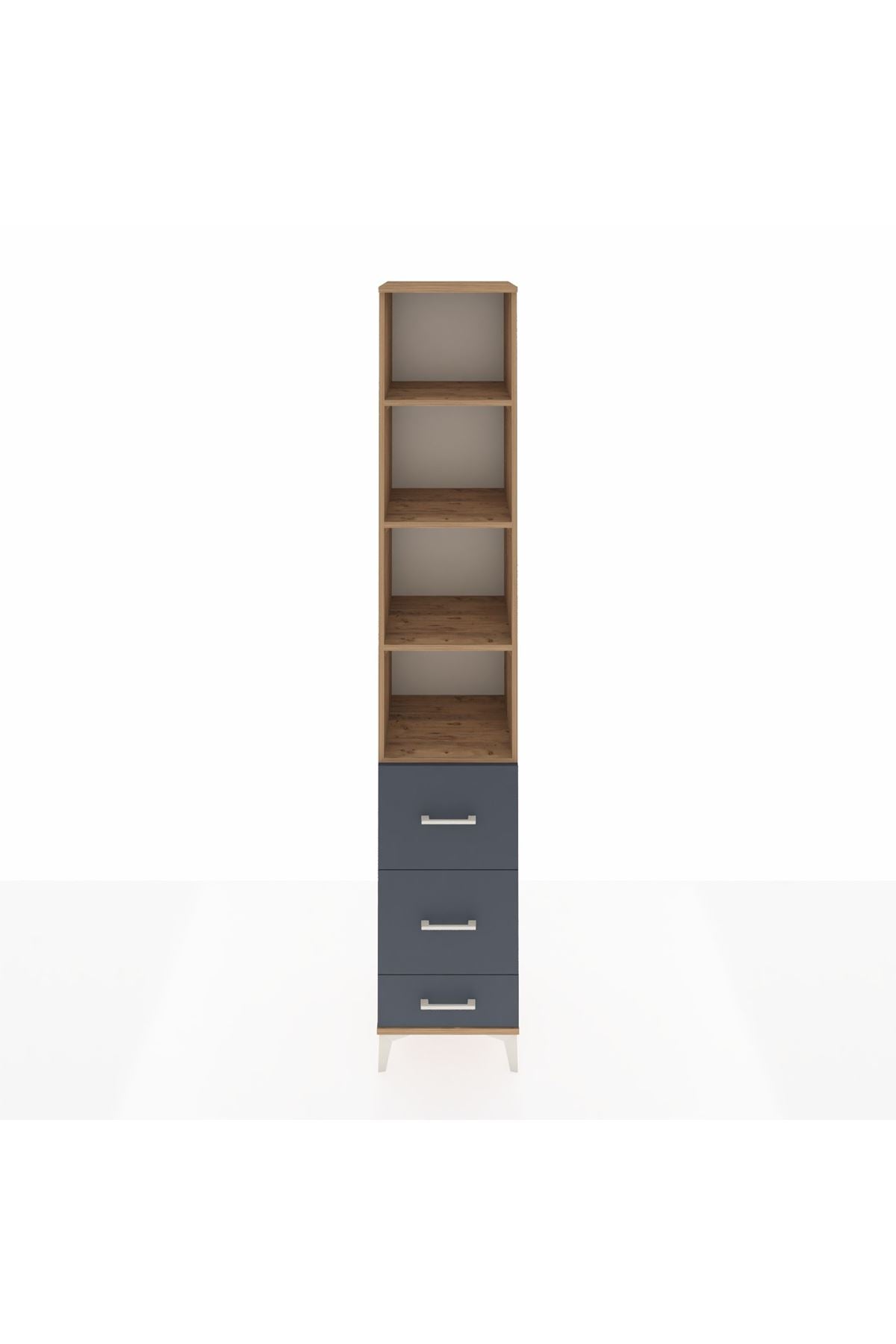 Hyperion Dolap 4 Raflı 3 Çekmeceli 44x44x243 Çam-Antrasit