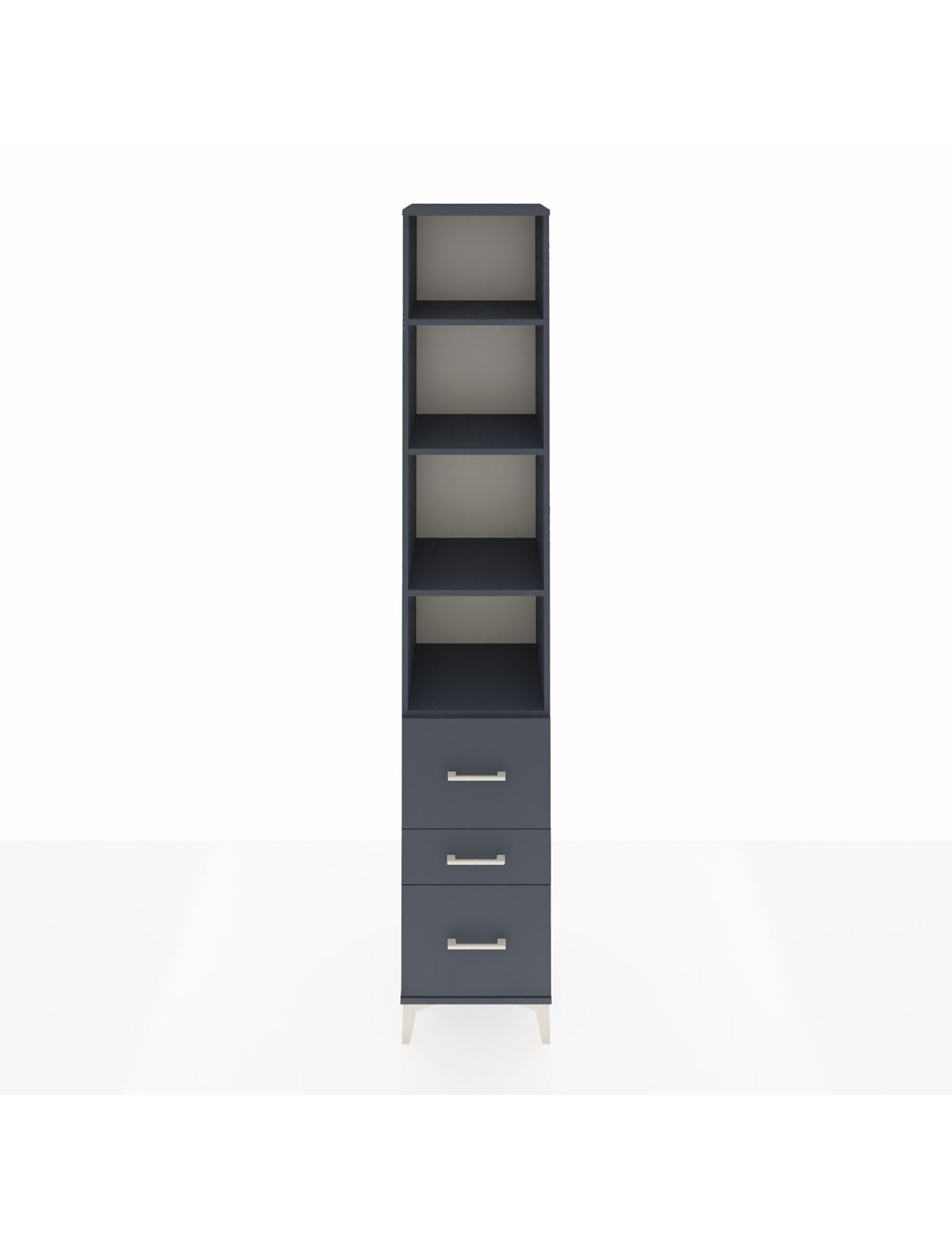 Hyperion Dolap 4 Raflı 3 Çekmeceli 44x44x243 Antrasit-Antrasit