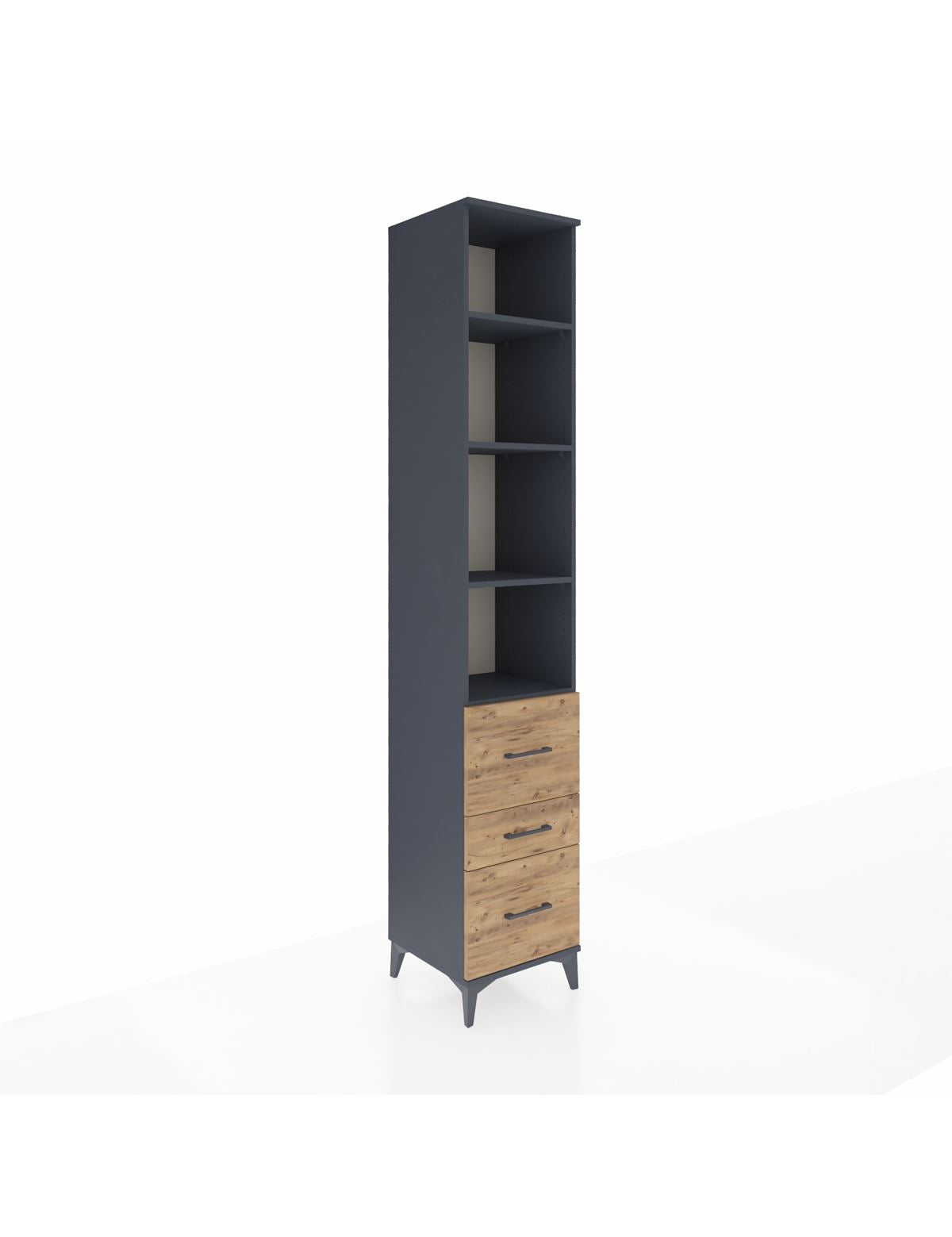 Hyperion Dolap 4 Raflı 3 Çekmeceli 44x44x243 Antrasit-Çam