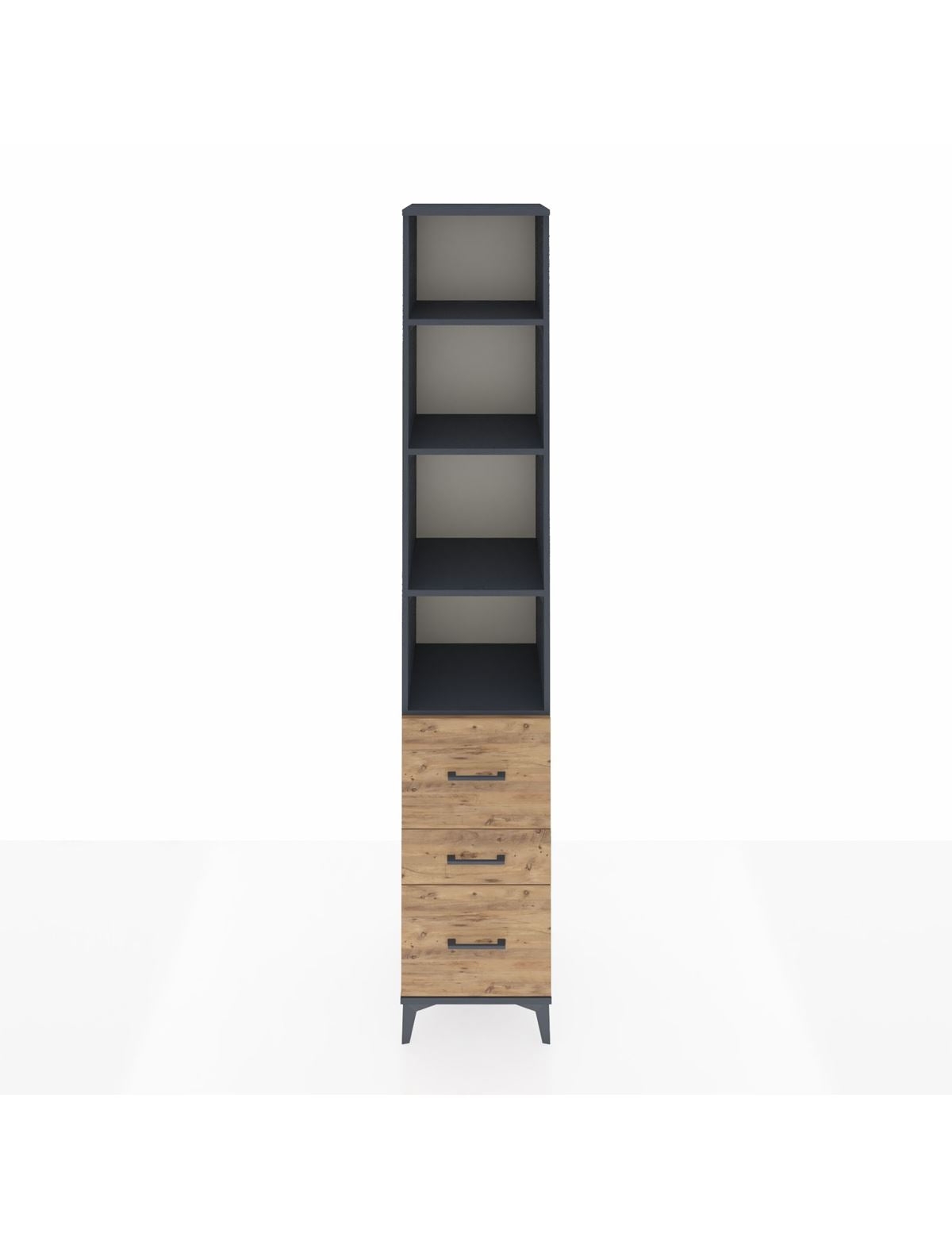 Hyperion Dolap 4 Raflı 3 Çekmeceli 44x44x243 Antrasit-Çam