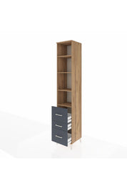 Hyperion Dolap 4 Raflı 3 Çekmeceli 44x44x243 Çam-Antrasit