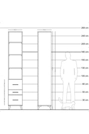 Hyperion Dolap 4 Raflı 3 Çekmeceli 44x44x243 Çam-Çam