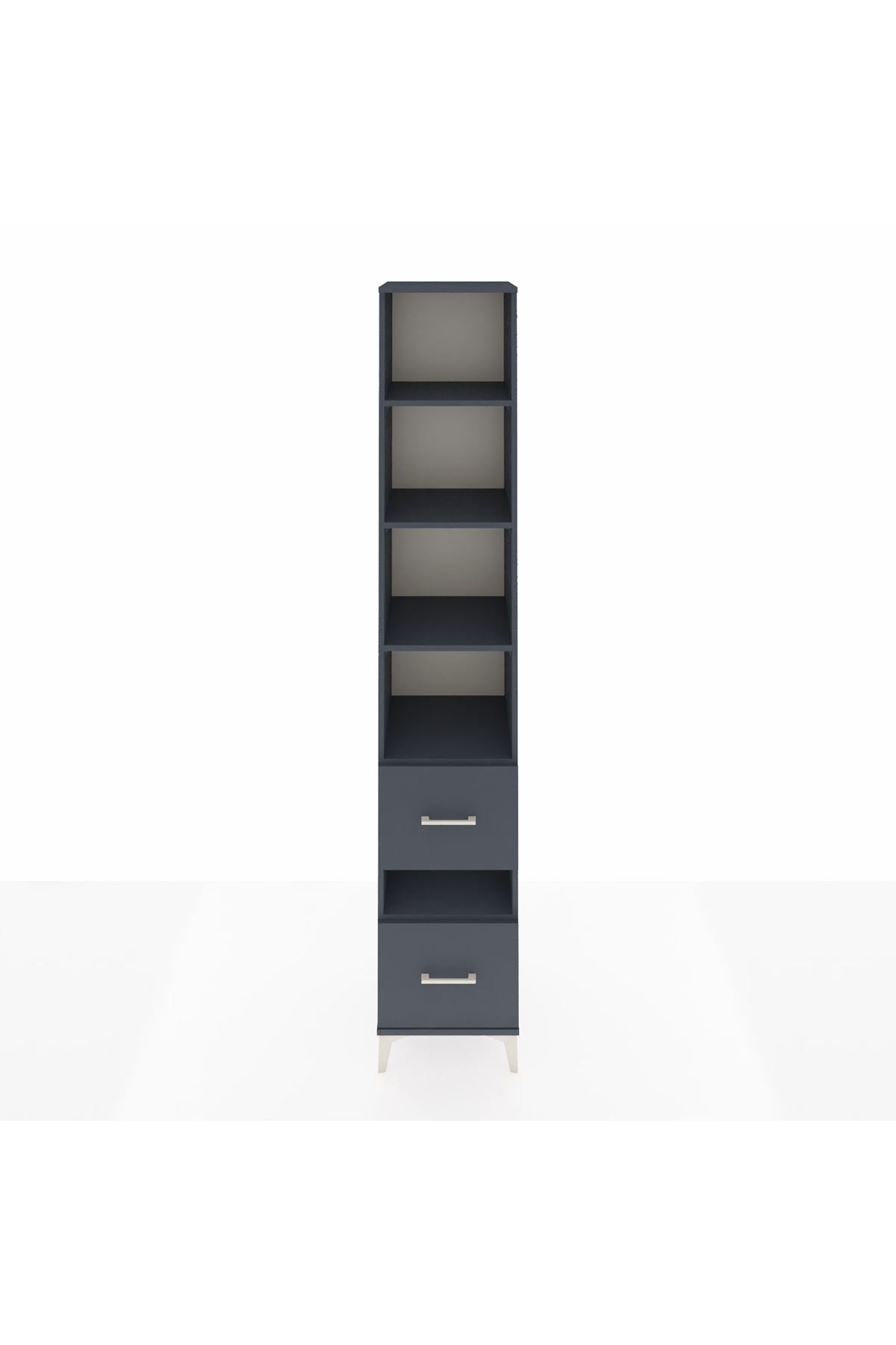 Hyperion Dolap 5 Raflı 2 Çekmeceli 44x44x243 Antrasit-Antrasit