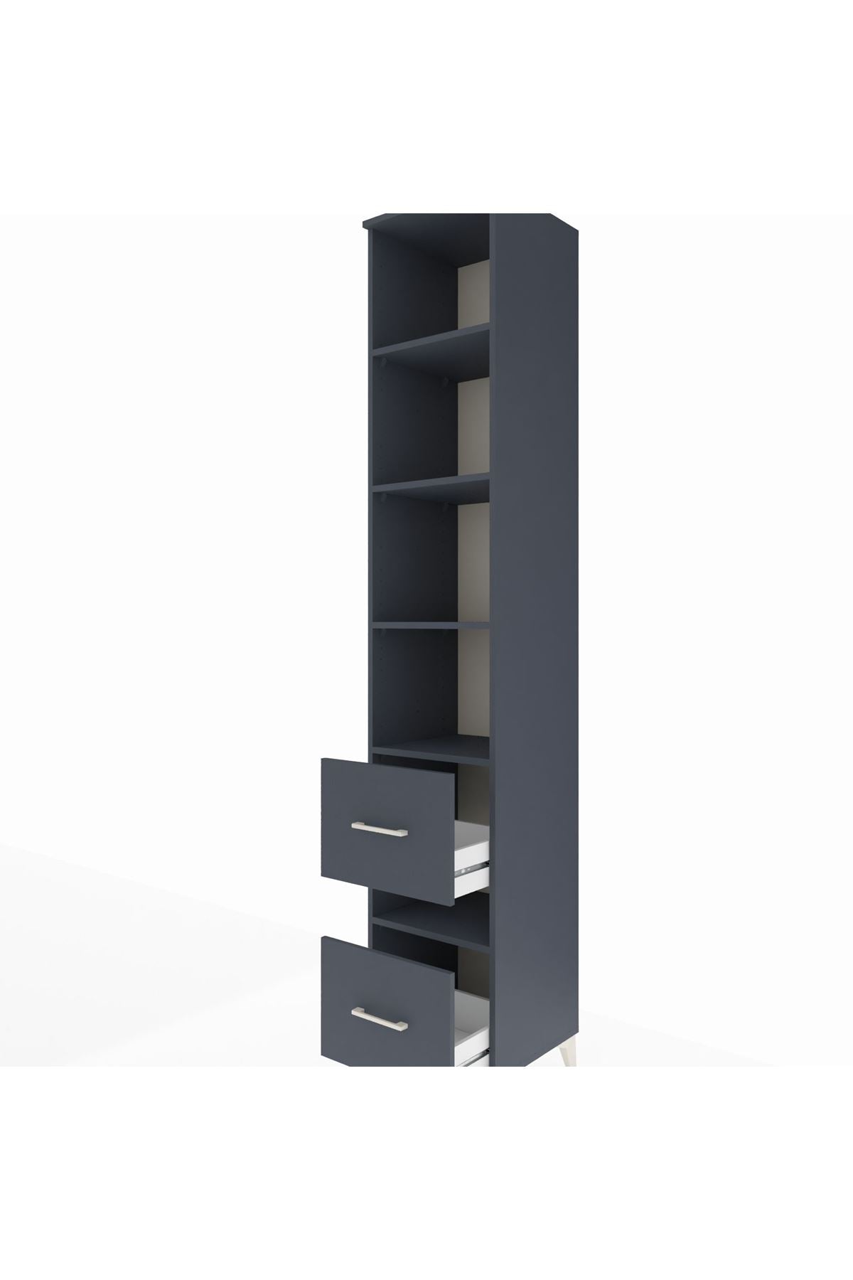 Hyperion Dolap 5 Raflı 2 Çekmeceli 44x44x243 Antrasit-Antrasit
